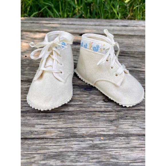 Vintage 1950s Felted Wool Baby Bootie Shoes - Picture 1 of 11